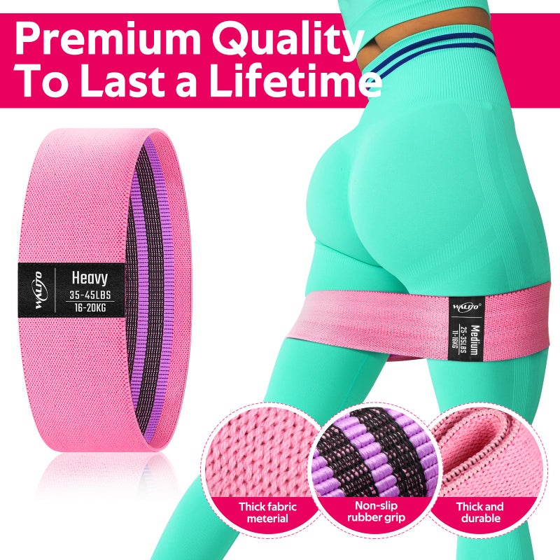 WALITO Resistance Bands for Legs and Butt  Fabric Exercise Loop Bands Yoga  Pilates  Rehab  Fitness and Home Workout  Strength Bands for Booty - Image 2